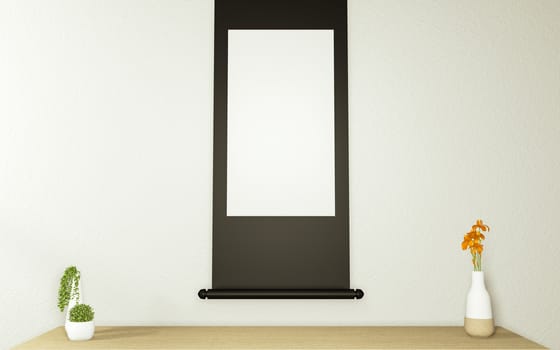 Cabinet modern empty room,minimal design japanese style. 3d rendering