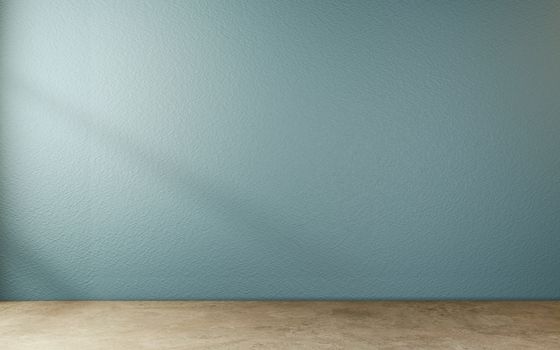 dark blue wall on concrete floor interior. 3D rendering