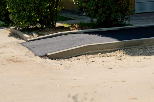 Construction of a new sidewalk.