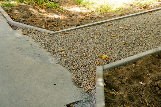 Construction of a new sidewalk.