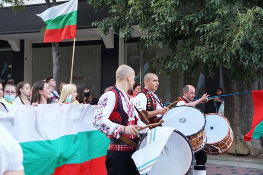 Varna, Bulgaria - June, 19, 2020: a protest rally on the main street of Varna