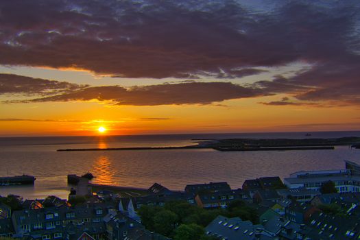 Heligoland - look on the island dune - sunrise over the sea