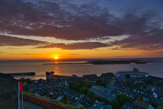 Heligoland - look on the island dune - sunrise over the sea