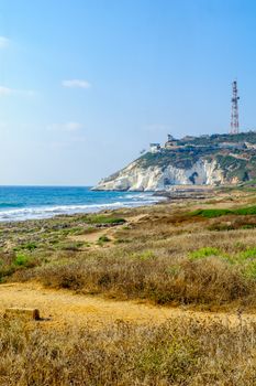 View of the coast and Rosh Hanikra cliffs, Northern Israel