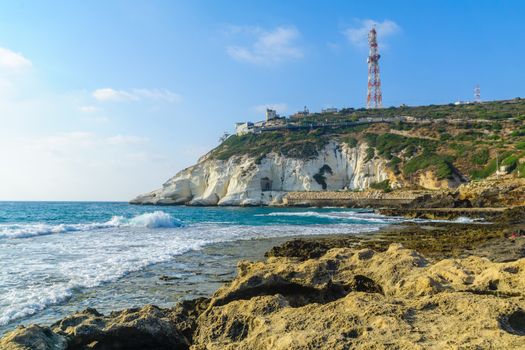 View of the coast and Rosh Hanikra cliffs, Northern Israel