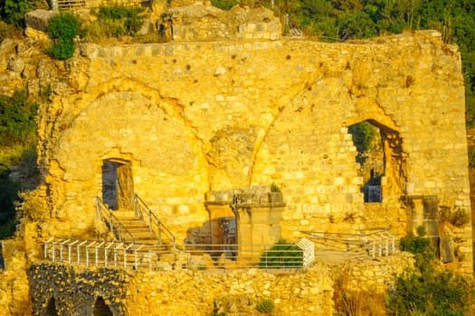 Closeup view of the Montfort Fortress, crusader castle in Northern Israel