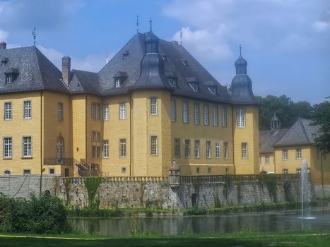 Yellow water castle Schloss Dyck in Juechen in Germany