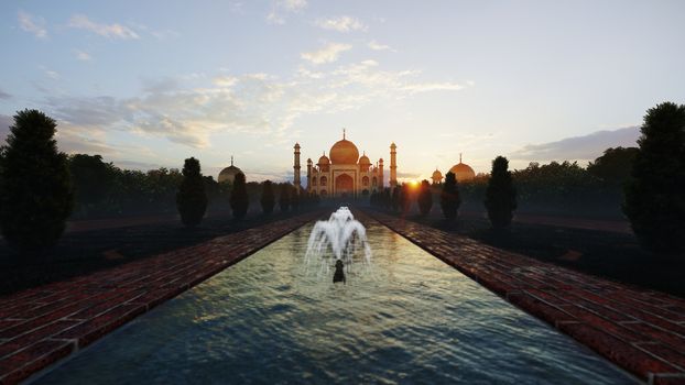 Taj Mahal against magical sunset, India