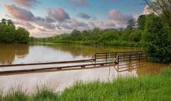 Flooding from Spring Rains in a Green Public Park Area