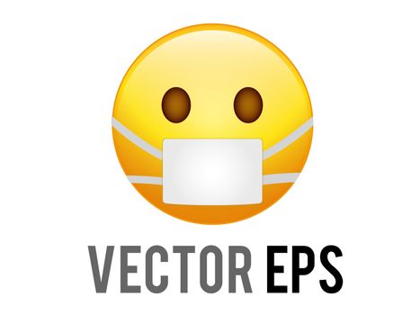 The Isolated vector gradient yellow careless face icon with wearing protect mask
