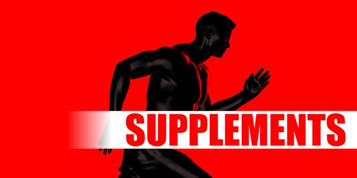 Supplements Concept with Fit Man Running Lifestyle
