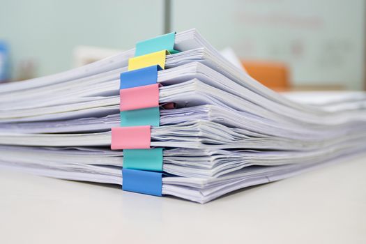 file folder and Stack of business report paper file on the table in a work office, concept document in work office