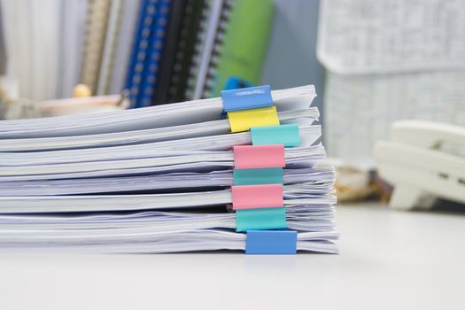 file folder and Stack of business report paper file on the table in a work office, concept document in work office