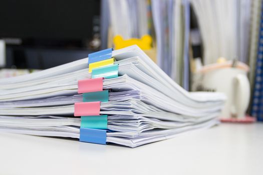 file folder and Stack of business report paper file on the table in a work office, concept document in work office