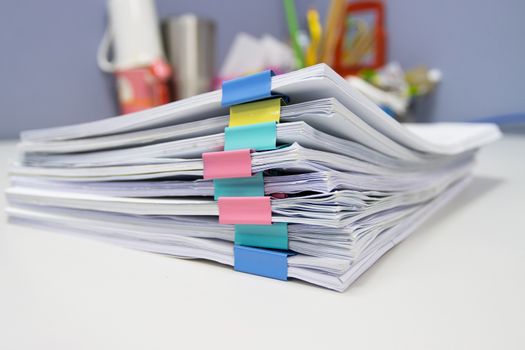file folder and Stack of business report paper file on the table in a work office, concept document in work office