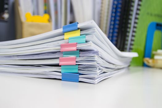 file folder and Stack of business report paper file on the table in a work office, concept document in work office