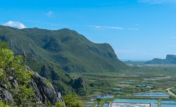 Green Tree Mountain or Hill and Blue Sky Khao Dang View Point Prachuap Khiri Khan Thailand