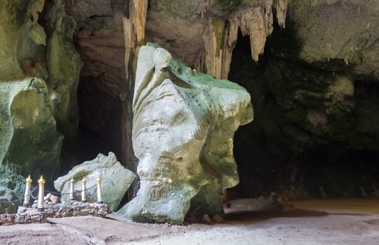 Big Stone or Rock in Phraya Nakhon Cave Prachuap Khiri Khan Thailand. Natural stone or rock inside Phraya Nakhon Cave. Landscape or scenery concept