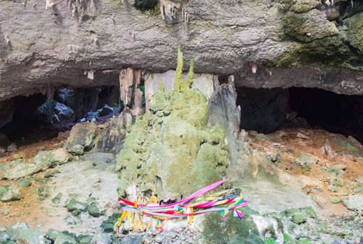 Pagoda Stone or Rock in Phraya Nakhon Cave Prachuap Khiri Khan Thailand. Natural Stalactites and Stalagmites in Phraya Nakhon Cave