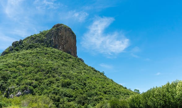 Khao Dang stone or rock mountain or hill at Prachuap Khiri Khan Thailand. Natural landscape or scenery in summer concept