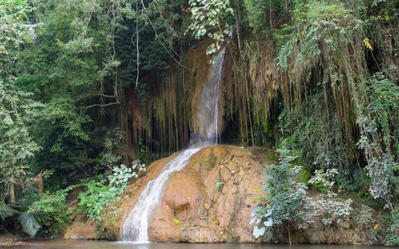 Nam Tok Phu Sang Forest Park or Phu Sang Waterfall Phayao Attractions Thailand Travel. Natural Nam Tok Phu Sang Forest Park or Phu Sang Waterfall with landscape green tree and 
stone. Northern Thailand travel