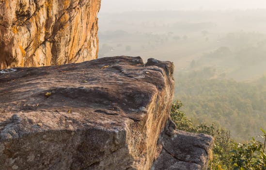 Stone or Rock Mountain Hill at Pha Hua Rue Phayao Attractions Thailand Travel. Natural rock or stone with warm sun light at Phayao northern Thailand travel