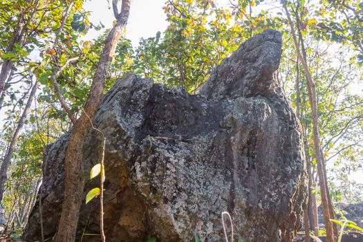 King Seat Stone or Rock at Phayao Attractions Northern Thailand Travel Hero Shot. Natural rock or stone is called King Seat at Phayao landmark northern Thailand travel