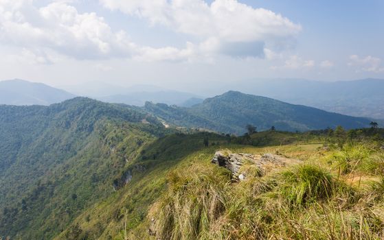 Stone or Rock Landscape on Phu Chi Fa Forest Park View Point with Mountain and Sky. Landscape Phu Chi Fa Forest Park view point Chiang Rai northern Thailand travel