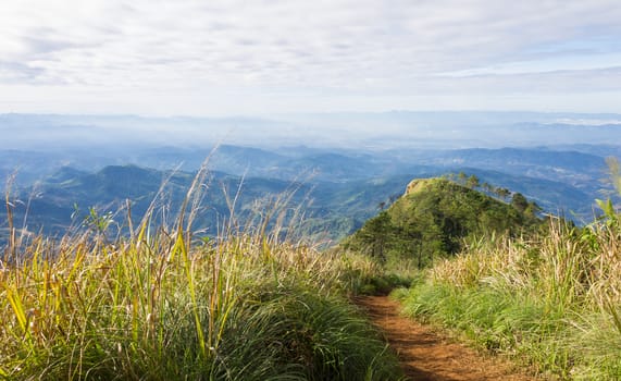 Phu Nom with Landscape Mountain Sky at Phu Langka National Park Phayao Thailand Wide Right. Phu Langka national park Phayao Northern Thailand travel