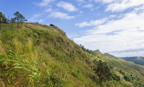 Landscape Mountain Phu Langka National Park Phayao Northern Thailand Travel. Top Phu Langka mountain with blue sky and cloud. Phu Langka National Park Phayao Northern 
Thailand Travel