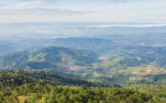 Landscape Mountain Lan Hin Lan Pee View Point at Phu Langka National Park Phayao Thailand. Green mountain or hill at Lan Hin Lan Pee view point Phu Langka national park 
Phayao northern Thailand travel