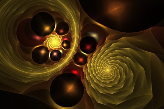 An abstract computer generated fractal design. Abstract fractal color texture. Neon glowing fractal spiral. Digital art background
