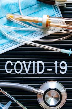 Coronavirus covid-19 medical still life concept background