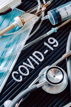 Coronavirus covid-19 medical still life concept background