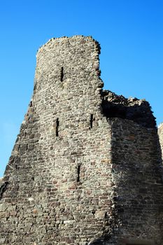Tower of Carmarthen Castle in Carmarthenshire Wales UK a 12th century ruin and one of the most popular travel destinations for visitors in the city stock photo