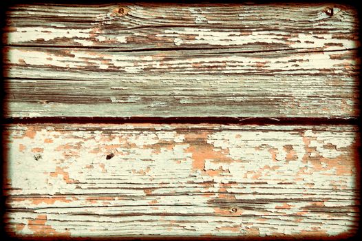 Old white painted weathered distressed wood oak plank board texture background stock photo