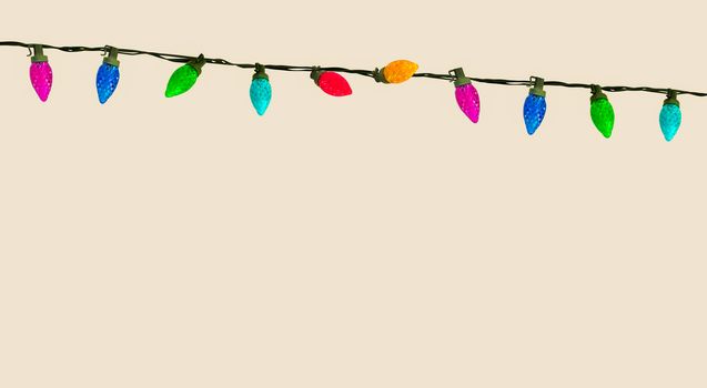 A Set Of Isolated Colorful Christmas Or Party Lights With Copy Space