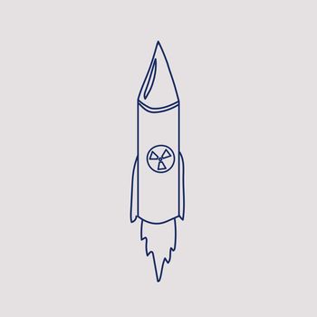 nuclear missile doodle. drawing blue line.