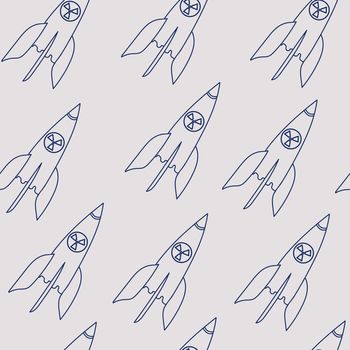 nuclear missile doodle. drawing blue line. Seamless pattern