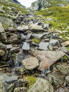 Hike to the Sponser lakes in the Meraner Land in the Texelgruppe nature park near Partschins, South Tyrol, Italy