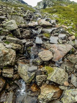 Hike to the Sponser lakes in the Meraner Land in the Texelgruppe nature park near Partschins, South Tyrol, Italy