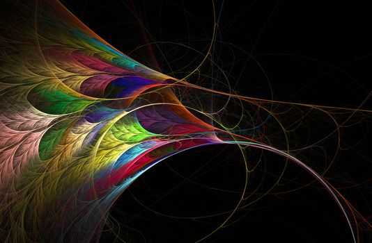 An abstract computer generated fractal design. Abstract fractal color texture. Rainbow feather