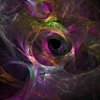 An abstract computer generated fractal design. Abstract fractal color texture. Glowing coloured tunnel in space