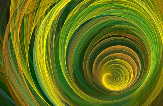 An abstract computer generated modern fractal design on dark background. Abstract fractal color texture. Digital art. Abstract Form & Colors. Spiral floral ornament. Curly field grass