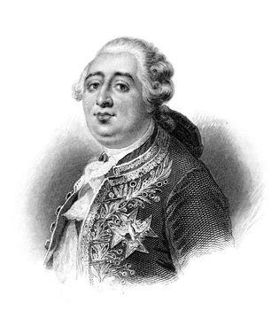 An engraved illustration portrait of King Louis XVI during the French Revolution in France from a Victorian book dated 1881 that is no longer in copyright stock image