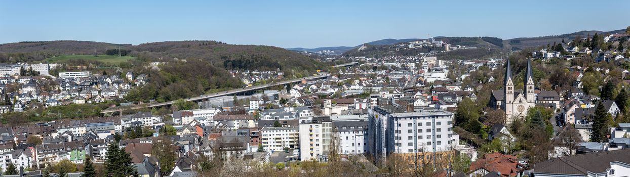 City view of Siegen as a panorama