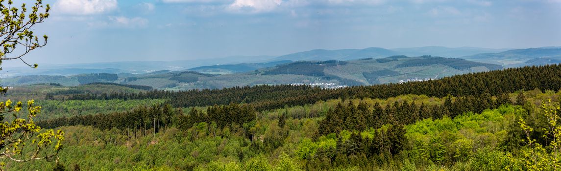 Panorama of the mountainous Siegerland