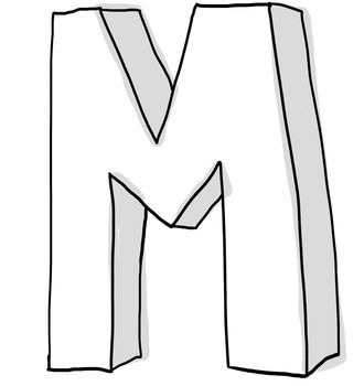 Alphabet font M cute  hand drawn