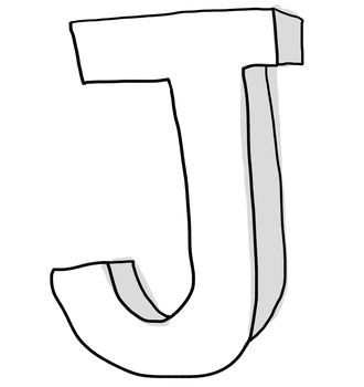 Alphabet font J cute  hand drawn