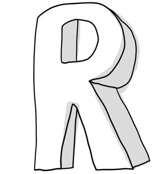 Alphabet font R cute  hand drawn